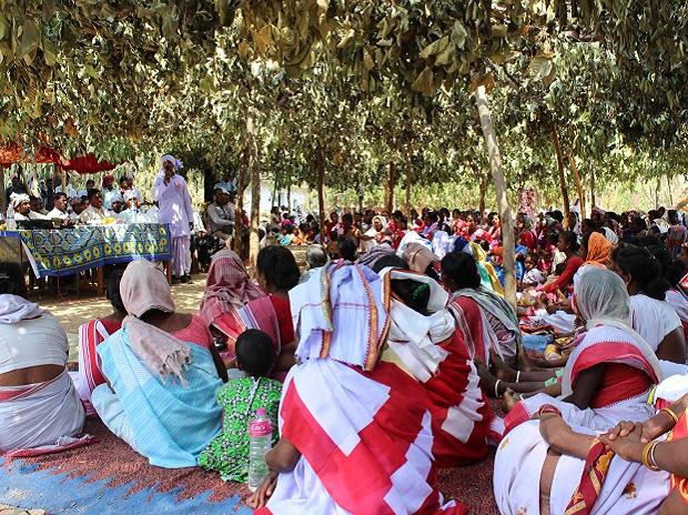 Villagers gather for a meeting organised by the village council. | Photo: Ankur Paliwal