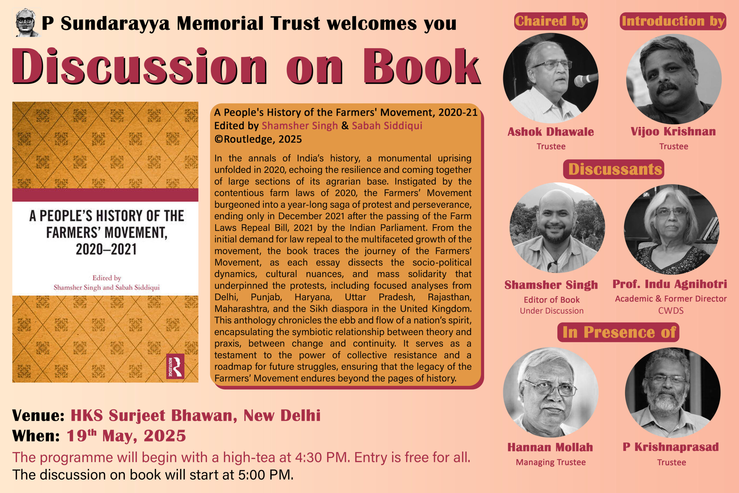 P Sundarayya Memorial Trust: Book Discussion on May 19, 2025